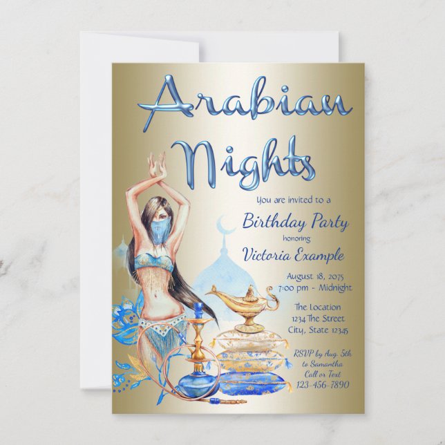 Arabian Nights Anniversaire Fête Invitations (Devant)