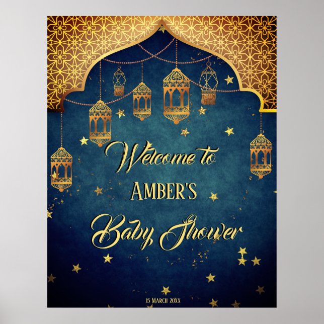 Arabian nights Baby shower personalized welcome  Poster (Front)