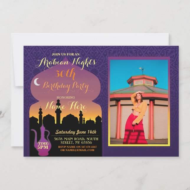 Arabian Nights Birthday Party Any Age Photo Invite (Front)