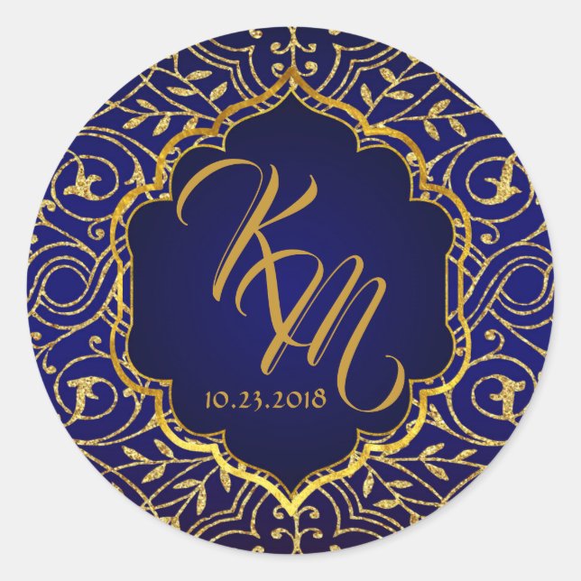 Arabian Nights Bollywood Monogram Wedding Label (Front)