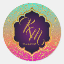 Arabian Nights Bollywood Monogram Wedding Label