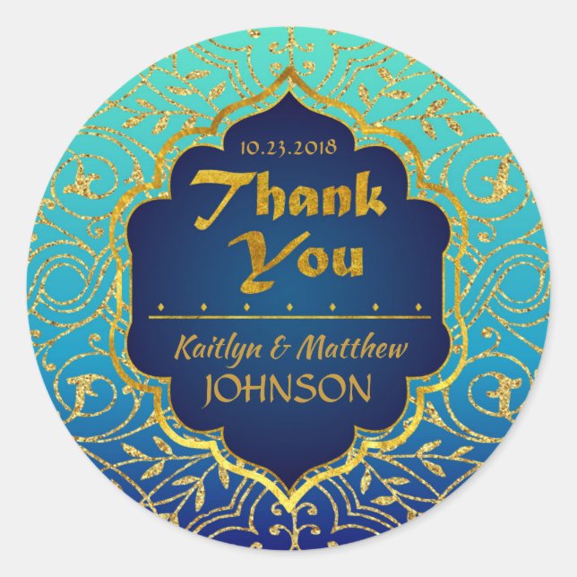 Arabian Nights Bollywood Thank You Label (Front)