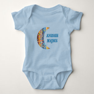 Arabian Nights Crescent Moon Star Design Baby Bodysuit