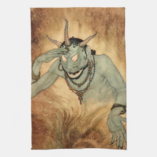 Arabian Nights Genie by Edmund Dulac Kitchen Towel (Vertical)