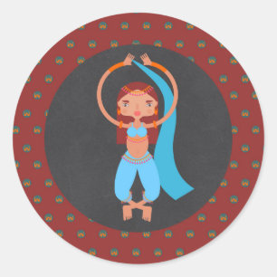 Arabian nights girl Birthday Party Classic Round Sticker