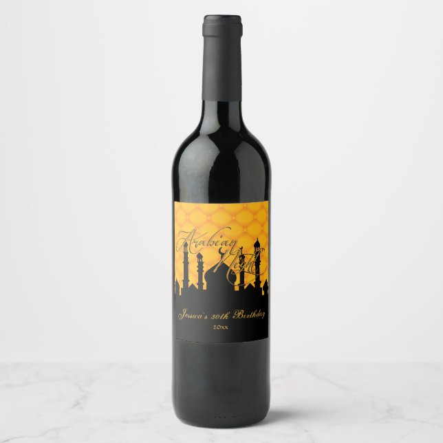 Arabian Nights, Gold and Black Wine Label (Front)