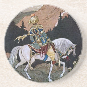 Arabian Nights Knight Prince on White Horse Coaster