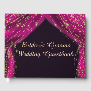 Arabian Nights Magenta & Gold Stars Wedding Guest Book