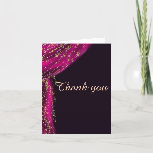 Arabian Nights Magenta & Gold Thank You Card (Front)