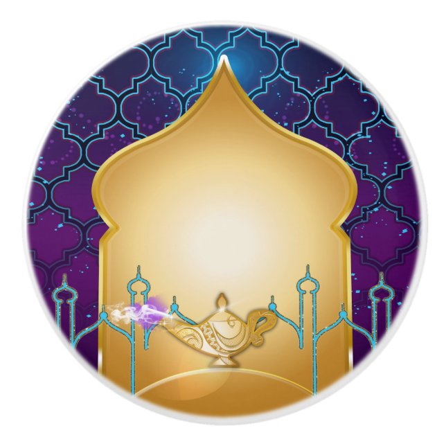 Arabian Nights Magic Lamp Moroccan Bedroom Ceramic Knob (Front)
