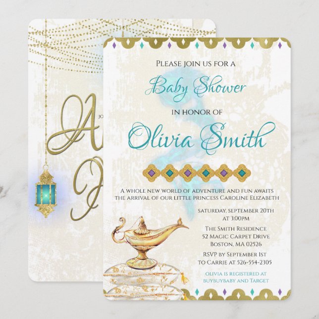 Arabian Nights Moroccan Baby Shower Invitation (Front/Back)