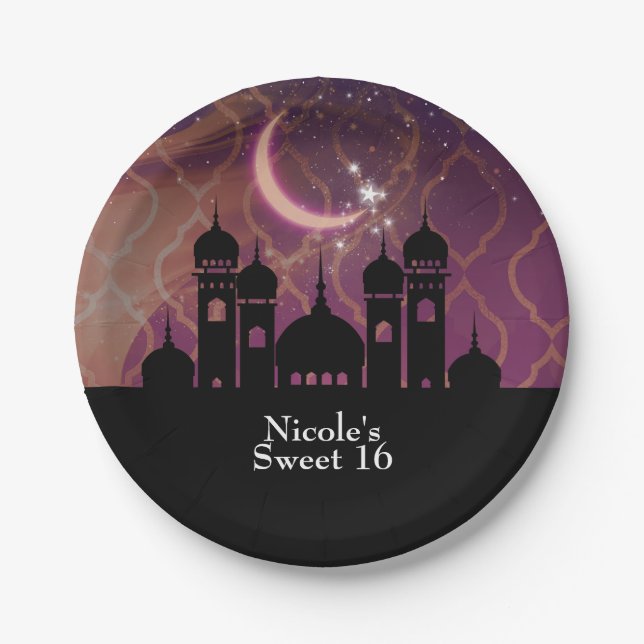 Arabian Nights Moroccan Middle Eastern Party Paper Plate (Front)