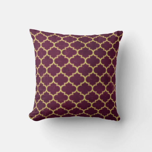 Arabian Nights Plum Lattice Throw Pillow (Front)
