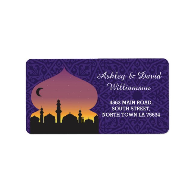 Arabian Nights Print Wedding Address Label (Front)