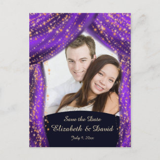 Arabian Nights Purple & Gold Photo Save the Date Postcard
