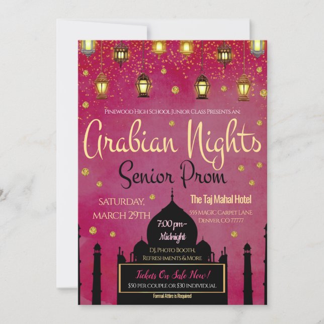 Arabian Nights Thème Prom Senior Invitation (Devant)