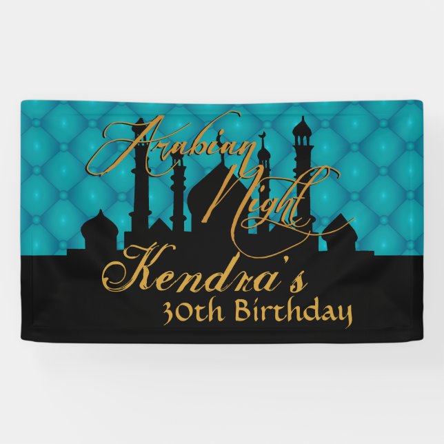 Arabian Nights Themed, Teal Green Banner (Horizontal)