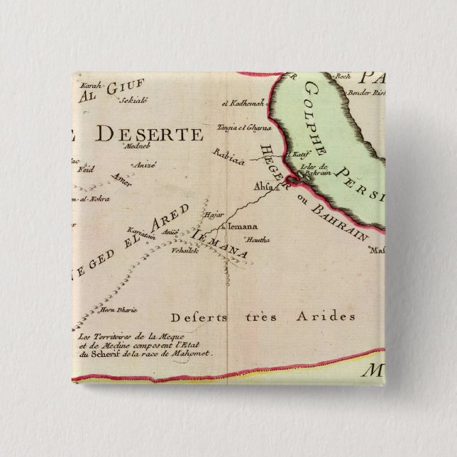 Arabian Peninsula, Saudi Arabia 2 Inch Square Button (Front)