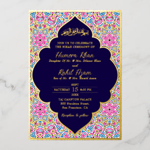 Arabian Royal Navy Blue Gold Ornate Muslim Wedding