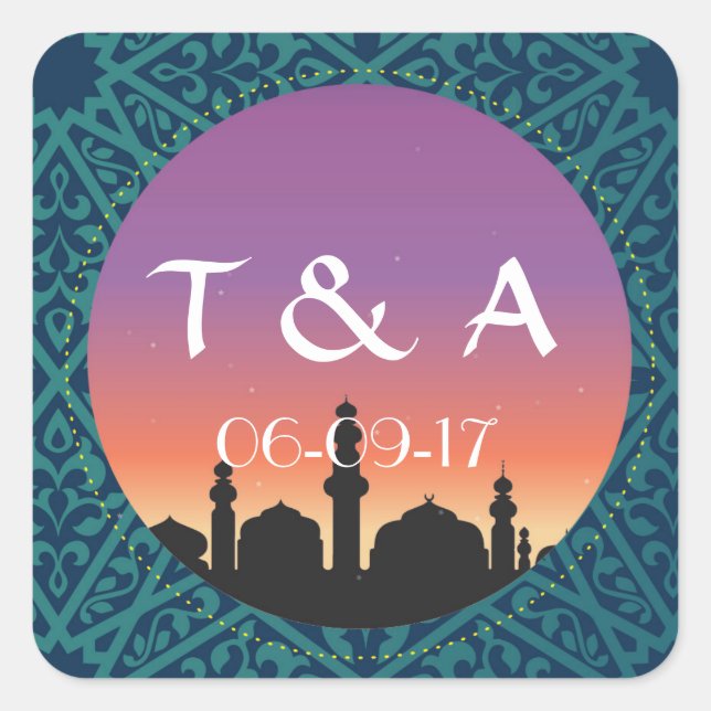 Arabian Stickers Bright Morroccan Square Favours (Front)
