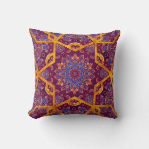 Arabian style, watercolor islamic seamless pattern throw pillow