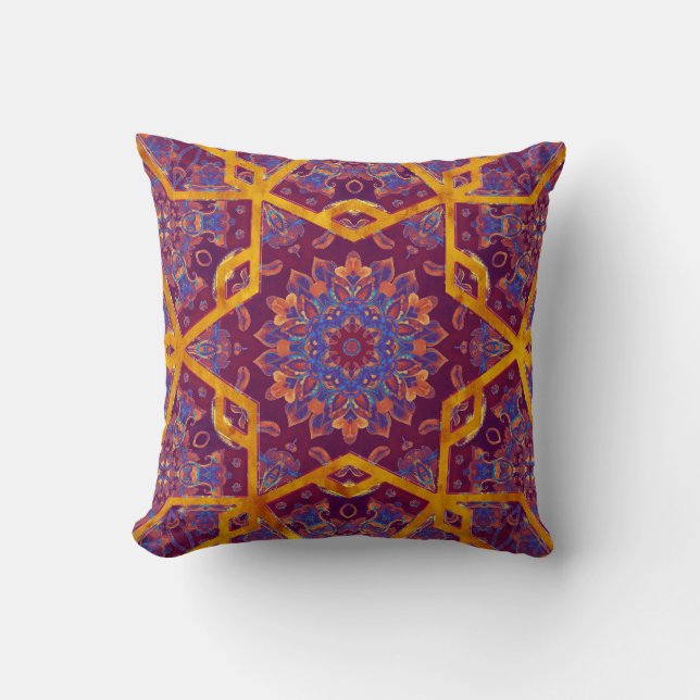 Arabian style, watercolor islamic seamless pattern throw pillow (Front)