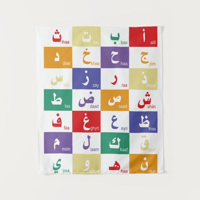 Arabic alphabet Letters for kids Tapestry (Front)