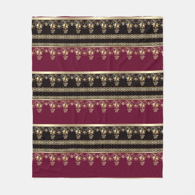 Arabic antique decorative east ornamental baroque fleece blanket (Front)