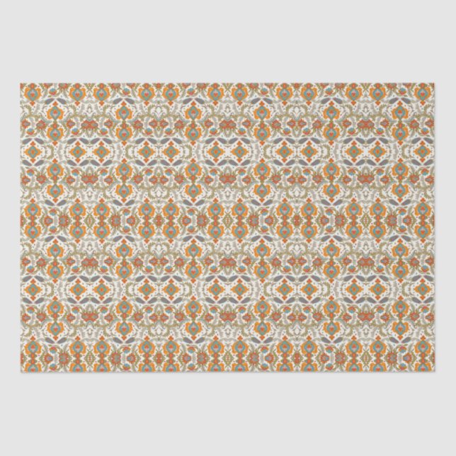 Arabic Boho Elegant Floral Moroccan Peacock  Tissue Paper (Front)