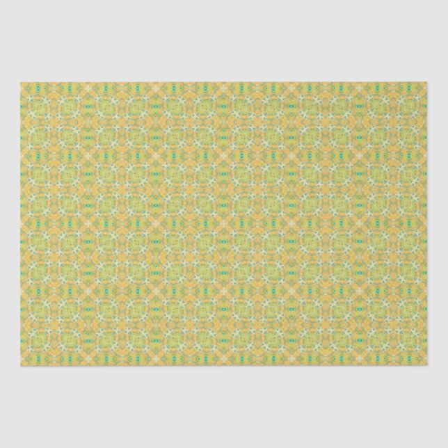 Arabic Boho Elegant Geometric Moroccan Yello Green Tissue Paper (Front)