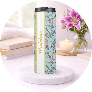 Arabic Bottles & Bows Thermal Tumbler Girly Teal