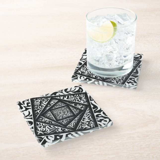 arabic Calligraphy 3d Glass Coaster (Angled)
