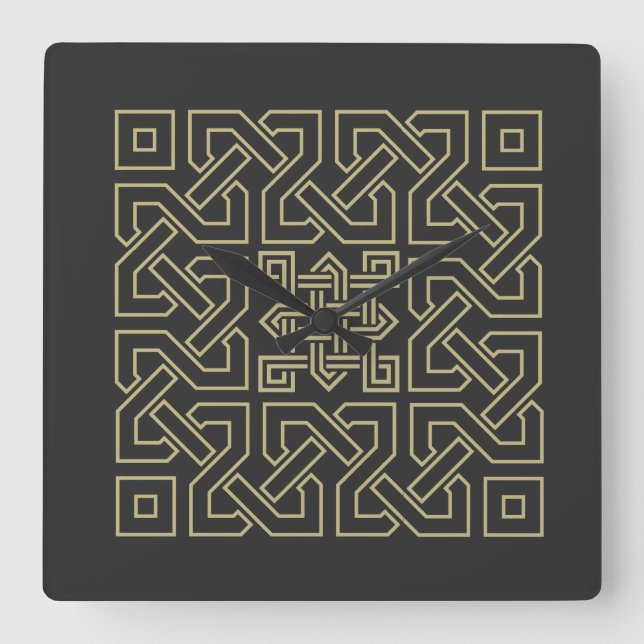 arabic calligraphy element symbol islamic ornament square wall clock (Front)