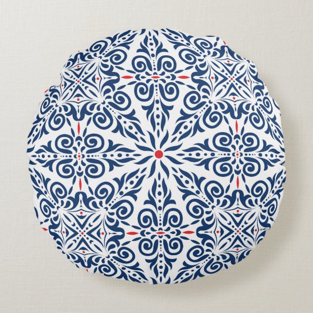 Arabic Colourful Vintage Seamless Pattern Round Pillow (Front)
