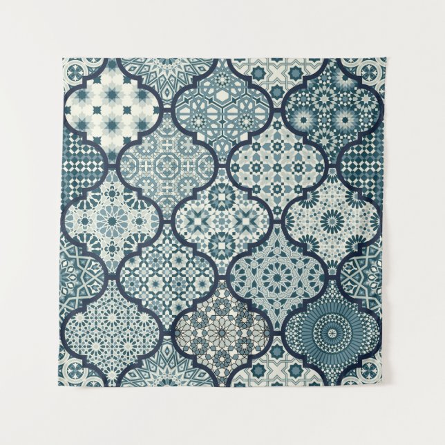 Arabic decorative azulejos tiles patchwork islamic tapestry (Front)