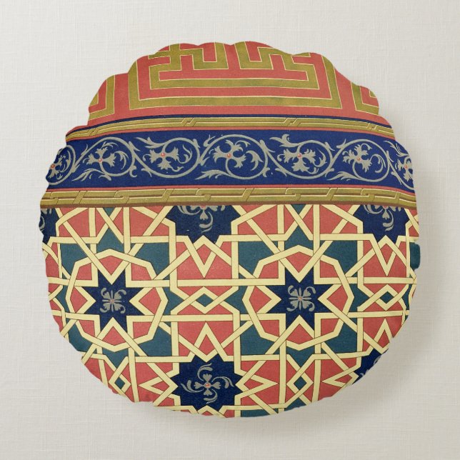 Arabic decorative designs (colour litho) round pillow (Front)