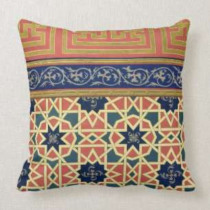 Arabic decorative designs (colour litho) throw pillow