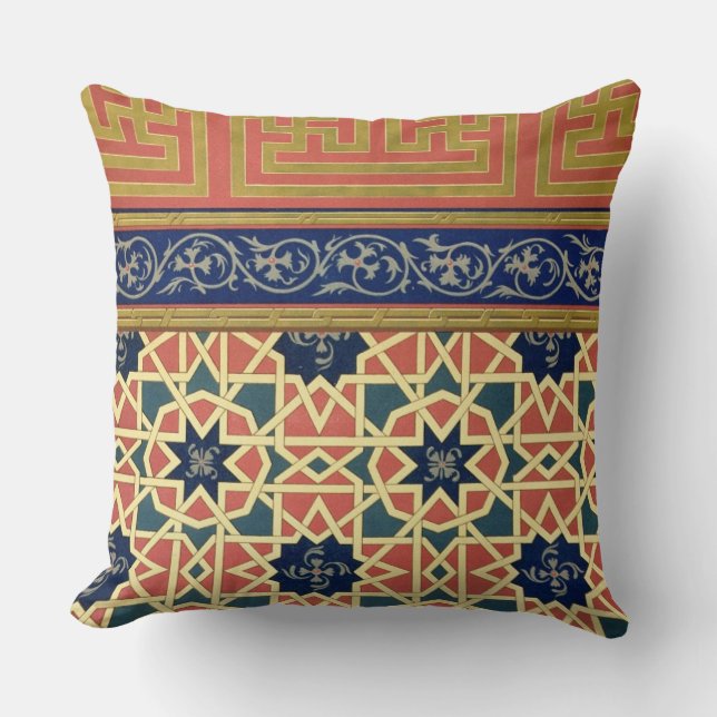 Arabic decorative designs (colour litho) throw pillow (Front)