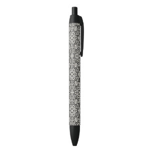Arabic floral pattern black ink pen