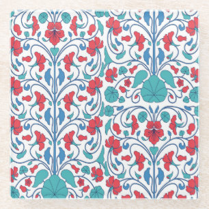 Arabic floral seamless vintage pattern. glass coaster