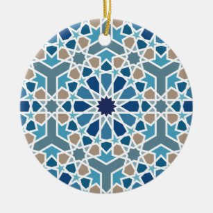 Arabic Geometric Design Pattern Ceramic Ornament