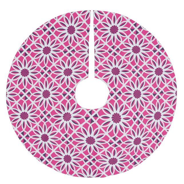 Arabic geometric ornament: seamless texture. brushed polyester tree skirt (Front)