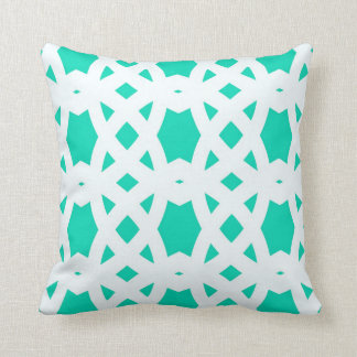 Arabic Lattice in Aqua Throw Pillow
