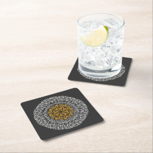 arabic letters 3d art block square paper coaster