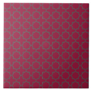 Arabic Moroccan Lattice in Fire Brick Red and Grey Tile