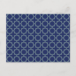 Arabic Moroccan Lattice in Midnight Blue Postcard
