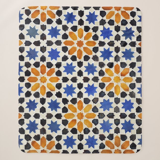 Arabic Moroccan: Mosaic Tile Background. Sherpa Blanket (Front)