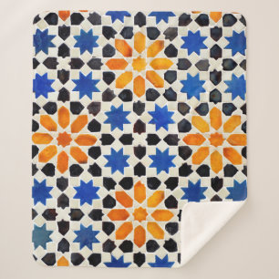 Arabic mosaic of tiles in Moroccan style, decorati Sherpa Blanket