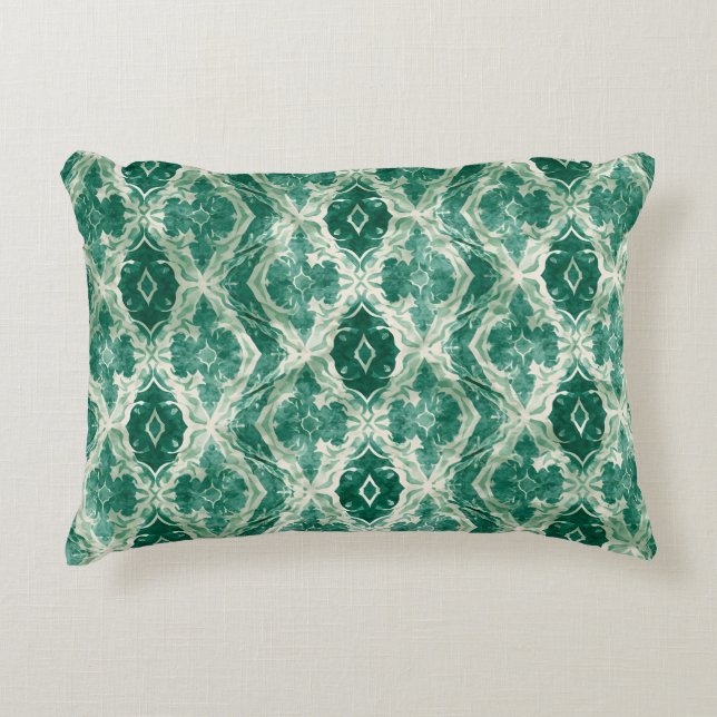 Arabic Motif Wall Art – Green Ornamental Pattern P Accent Pillow (Front)
