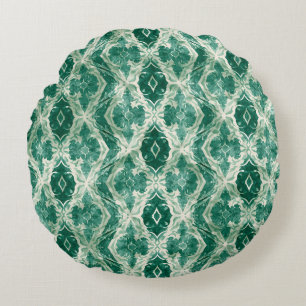 Arabic Motif Wall Art – Green Ornamental Pattern P Round Pillow